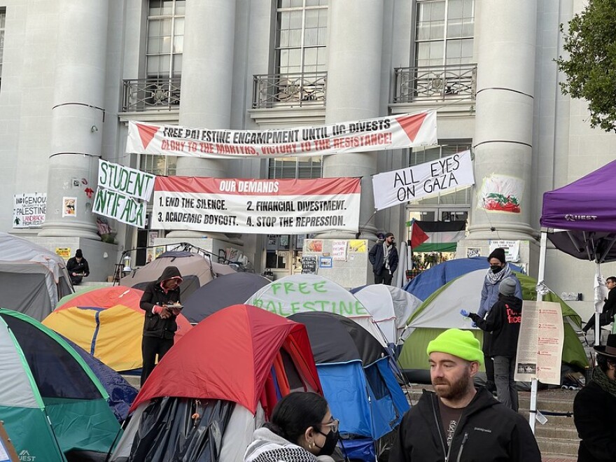 A pro-Palestinian demonstration at UC-Berkeley last May