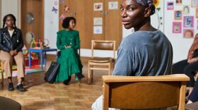 Arabella (Michaela Coel) attends a support meeting with other survivors of sexual assault on HBO's<em> I May Destroy You. </em>Coel, the show's creator, writer, director and star, based the series on a personal experience.