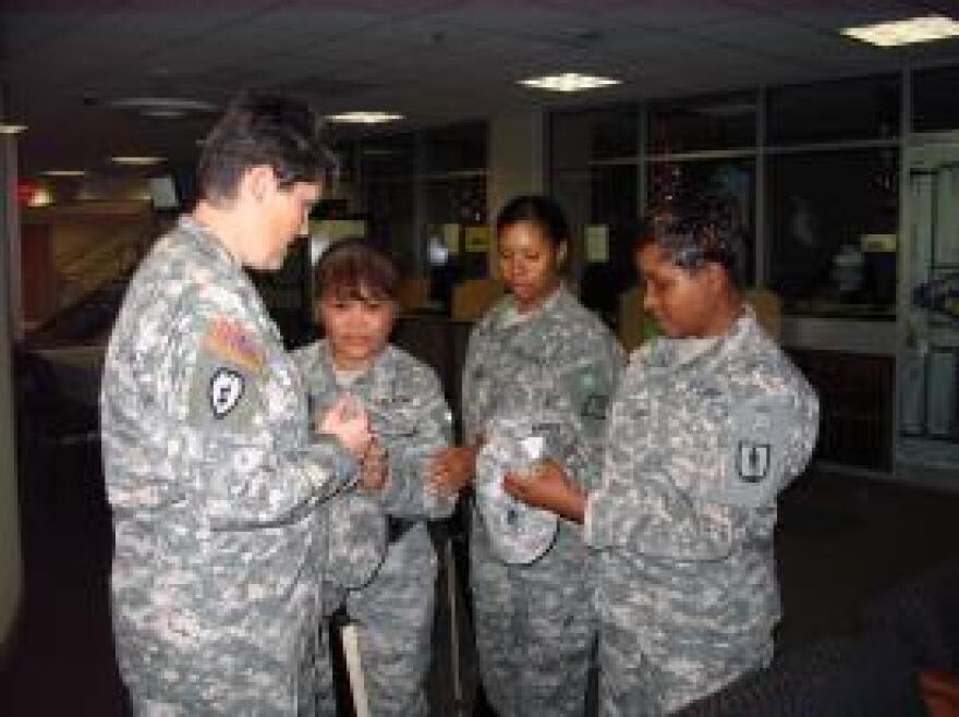 Military women talk.