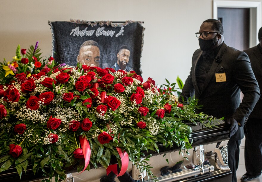 A funeral service was held Monday at Fountain of Life Church in Elizabeth City, NC, for Andrew Brown, Jr. Brown, a 42-year-old Black man, was shot five times, including once in the back of the head, when Pasquotank County deputies tried to serve drug-related search and arrest warrants at his home April 21. (Kate Medley / WUNC)