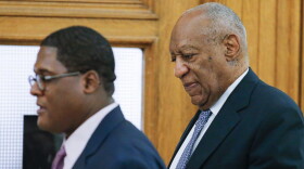 Actor Bill Cosby (right) and an aide arrive for Cosby's trial on sexual assault charges at the Montgomery County Courthouse on June 8, 2017 in Norristown, Penn. (Eduardo Munoz Alvarez-Pool/Getty Images)