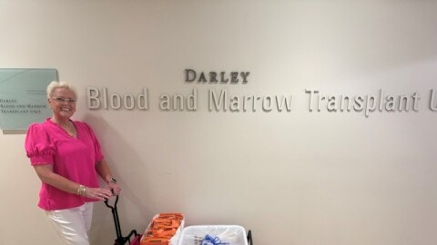 Sarah Lister on the 11th floor at UK Hospital’s Markey Cancer Center