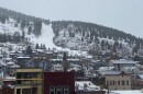 Snow falls in Old Town Park City on Feb. 7, 2025.