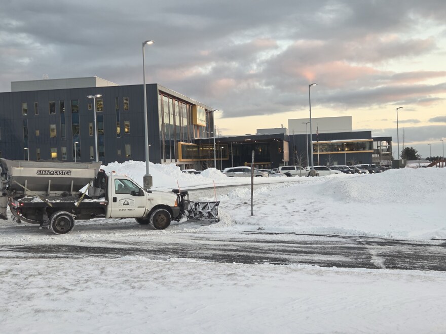 One of the contractors the Kodiak Island Borough hires to plow and remove snow from its properties around town.