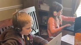 children studying online