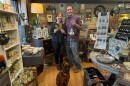 Dave and Sue Guzik bring their dog to work every day at Fly Me Home, their upcycled home decor business in Pittston. The Guziks encourage customers visiting to do the same. They are currently hosting a pet food drive, and anyone who donates gets entered in store raffles.