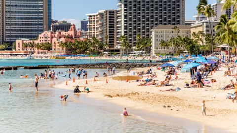 Visitors at the beaches in Waikīkī. (February 25, 2026)