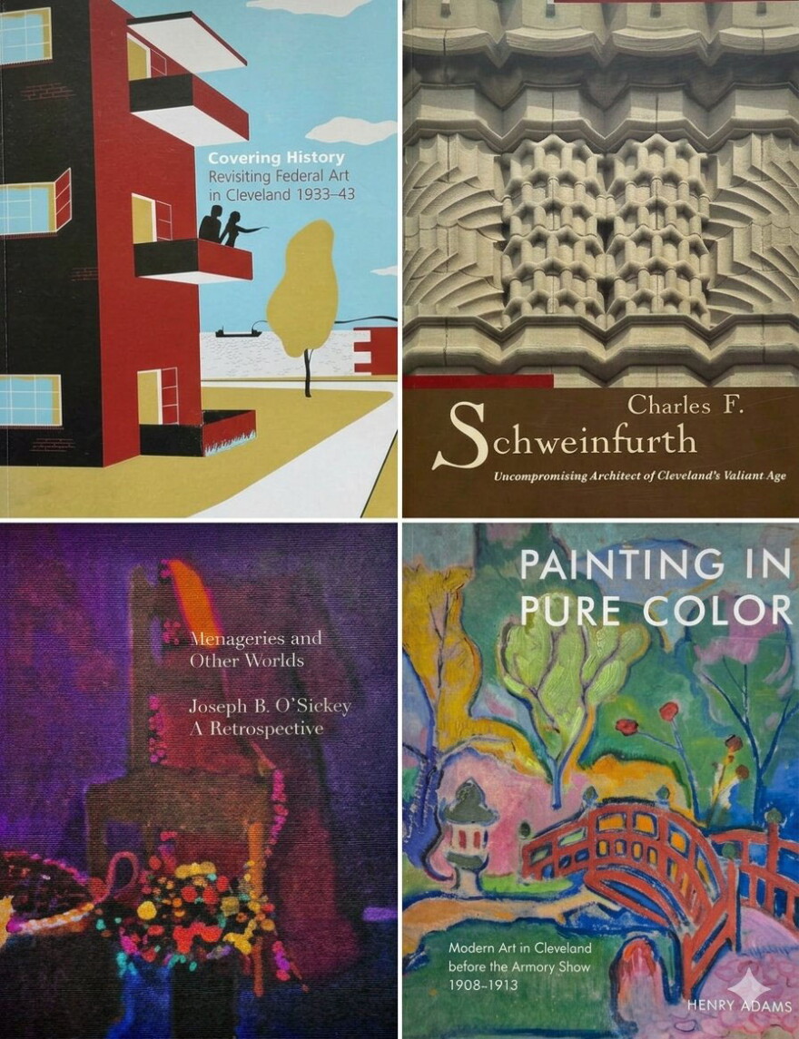 A photo montage includes catalog covers from four exhibitions mounted by the Cleveland Artists Foundation or ARTneo.