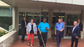 Columbus State student Patrick Simmons demonstrates the new technology 