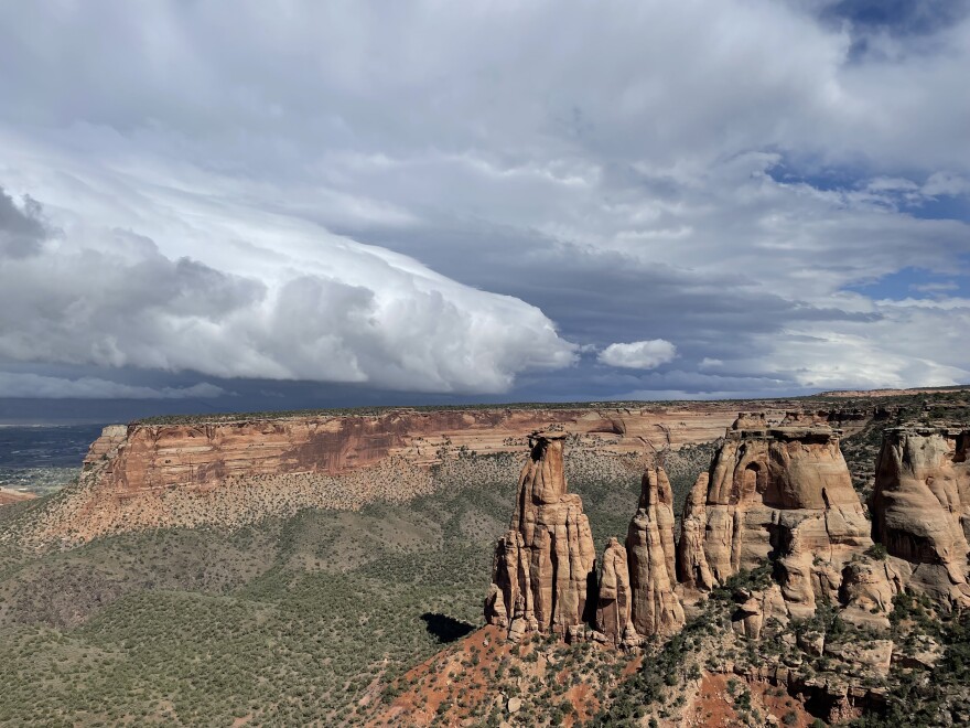  A rain storm passes over Colorado National Monument on May 3, 2022. A slow start to the Western Slope's monsoon season has brought moderate drought conditions back to portions of western Colorado. 