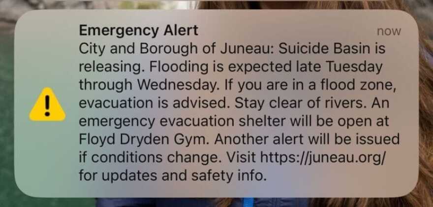 An emergency alert sent to Juneau residents on Tuesday morning, Aug. 12, 2025.