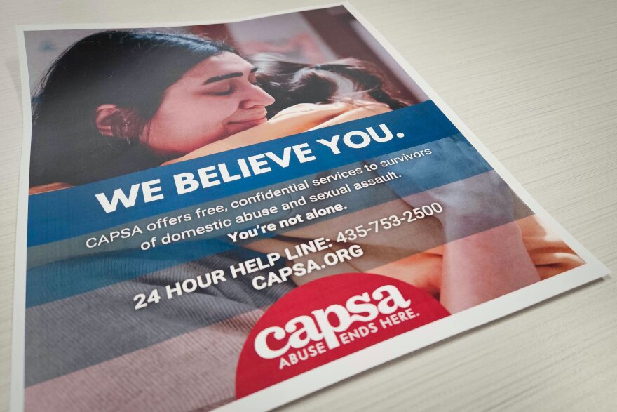 A flyer for Logan-based nonprofit CAPSA, which offers shelter, transitional housing, mental health support and more for victims of domestic and sexual violence.