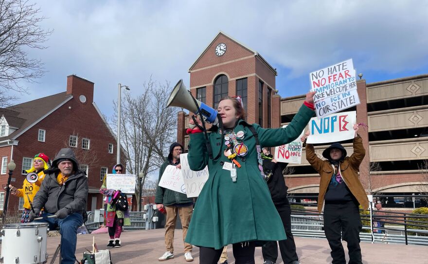 "No Kings" protest in Danbury, Connecticut on Saturday, March 28, 2026.