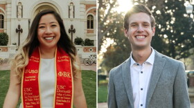 Ivana Giang (left), valedictorian at the University of Southern California for the class of 2019, and Trenton Stone, student body president for the USC undergraduate student government. (Courtesy)