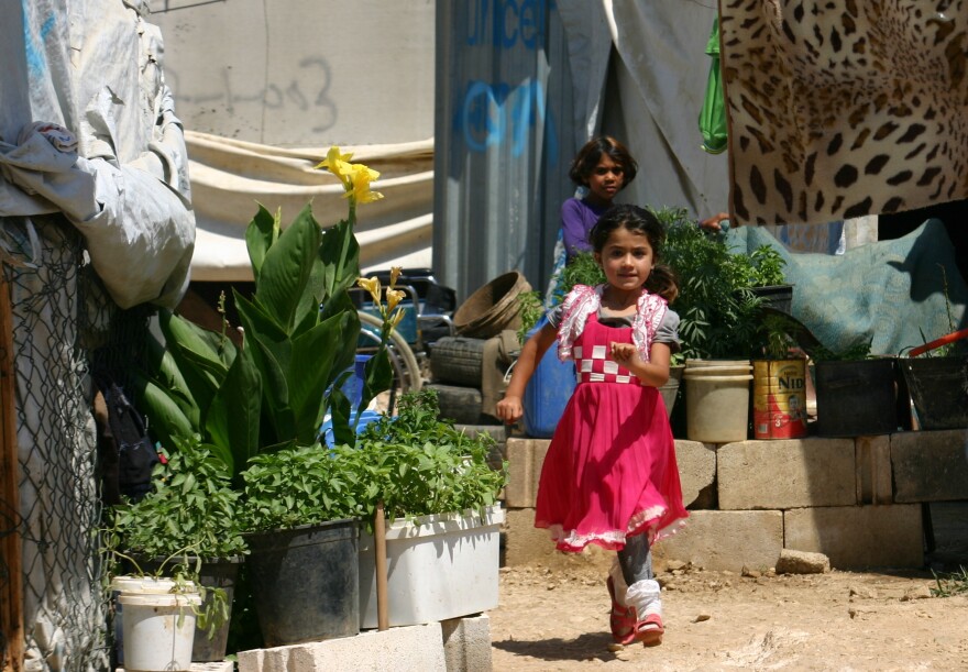 Syrian refugees live in makeshift shelters in the Beqaa Valley in Lebanon, just a few miles west of the Syrian border.