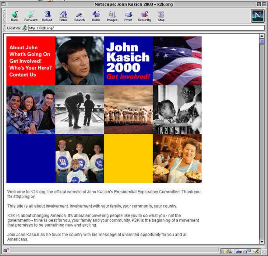 In February of 1999, Kasich and his wife, Karen, walked a snowy street in Merrimack, N.H., handing out fliers for what was then a cutting-edge tool in political campaigns: a website.