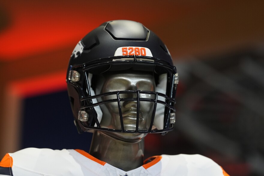 bronco football helmet Denver Broncos Riddell Speed Display and of course Riddell Boise State Mini Helmet Bronco