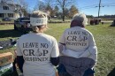 Hillsborough County Gleaners Celeste Barr and Kathy Parker show off their group t-shirts. They say the typography trips a lot of people up.