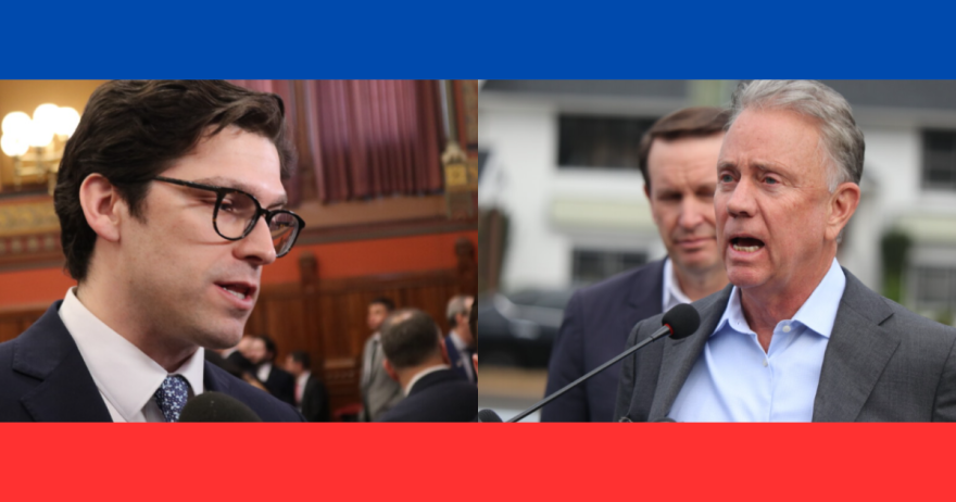 Conn. State Senator Ryan Fazio (R) and Conn. Governor Ned Lamont (D).