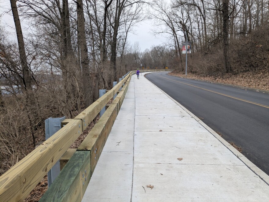A Complete Streets project completed in 2025 involved adding a new railing plus sidewalk reconstruction and expansion along Art Museum Drive during a landslide correction project.