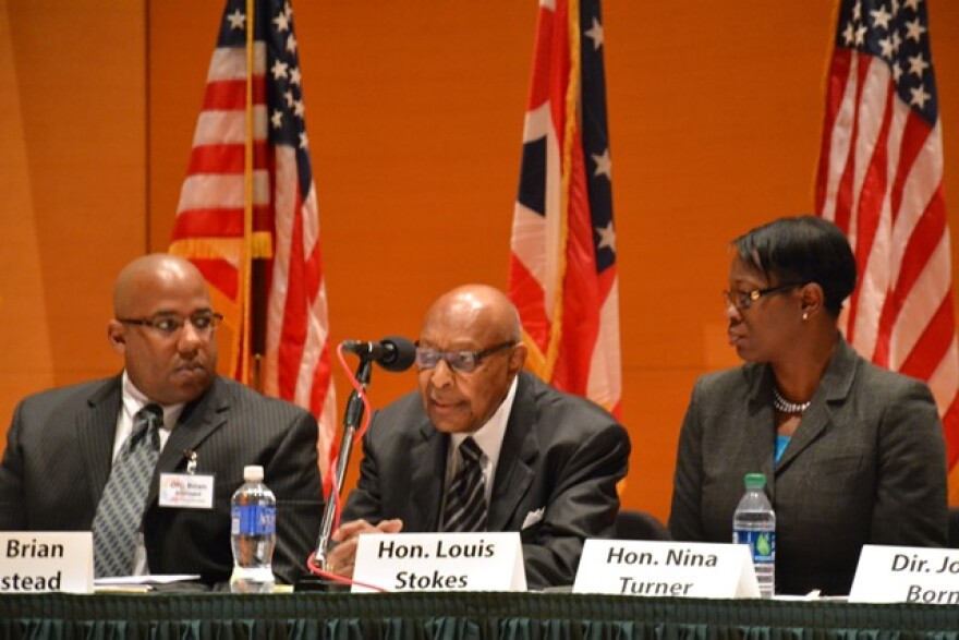 Akron Sgt. From left, Brian Armstead, former U.S. Rep. Louis Stokes and former State Sen. Nina Turner.