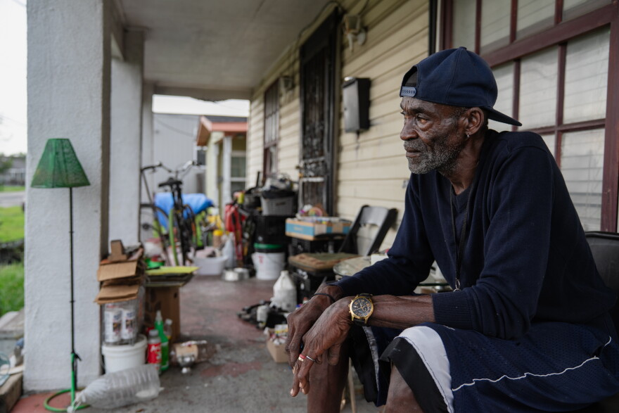 Greg Bright sits on the porch of his home in New Orleans on Tuesday, August 25, 2026. 
