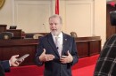 Senate leader Phil Berger, R-Rockingham, talks with reporters after the Senate's session on Aug. 17, 2023.