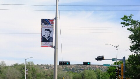 Korean Conflict veteran Floyd Cruz died before his daughter, Florence Jorgensen, was born. This marks the first year that Cruz is honored with a banner.