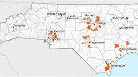 North Carolina Conservation Network found that 5% of the census tracts in the state account for half of the net growth in households since 2010; those are shaded in orange on the map and give a sense of the scale of households moving to ex-urban areas.
