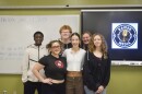 Students in art teacher Monica Estabrook's media class spoke about the phone policies in school. Back row, from left: KJ King-Warr, Emerson Elbert, Monica Estabrook. Front row, from left: Gabby Casali, Mara Copes, Issaria Jacobs.