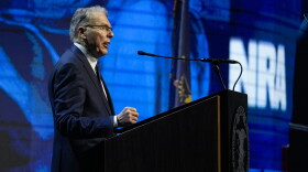 Wayne LaPierre, CEO and executive vice-president of the National Rifle Association speaks at the National Rifle Association Convention in Indianapolis, Friday, April 14, 2023.
