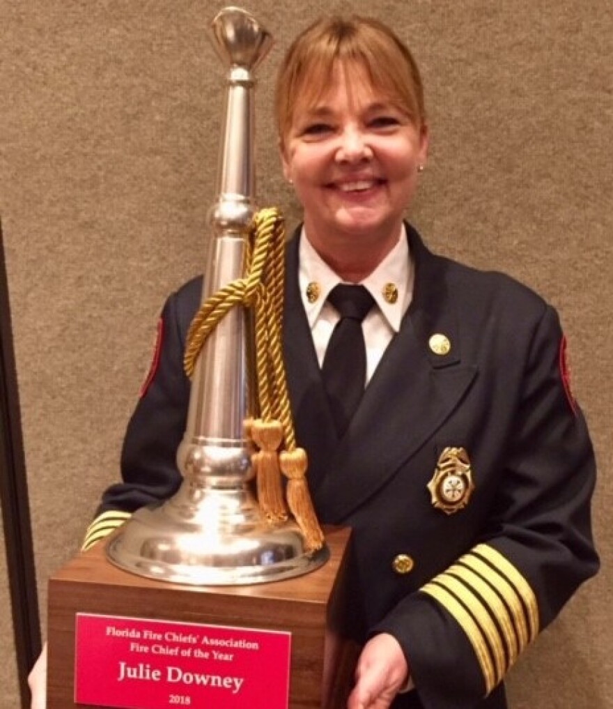 Davie Fire Chief Julie Downey at the July ceremony where she was named Florida's Fire Chief of the Year.