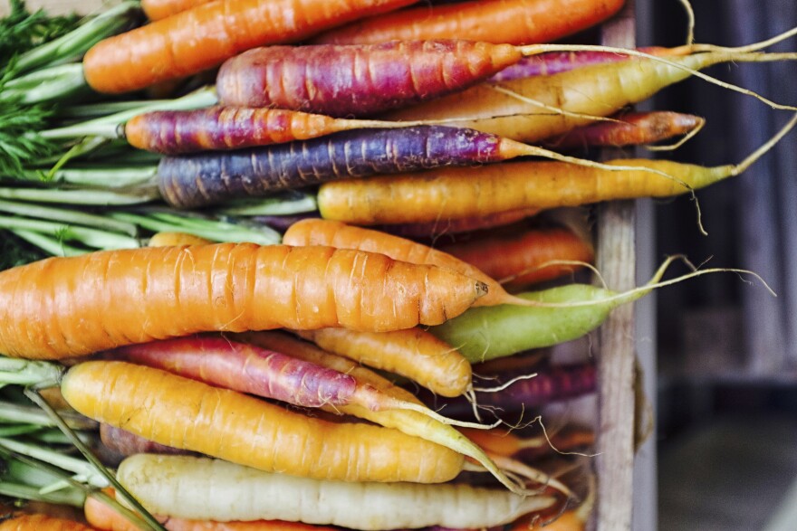 Multi-colored carrots.