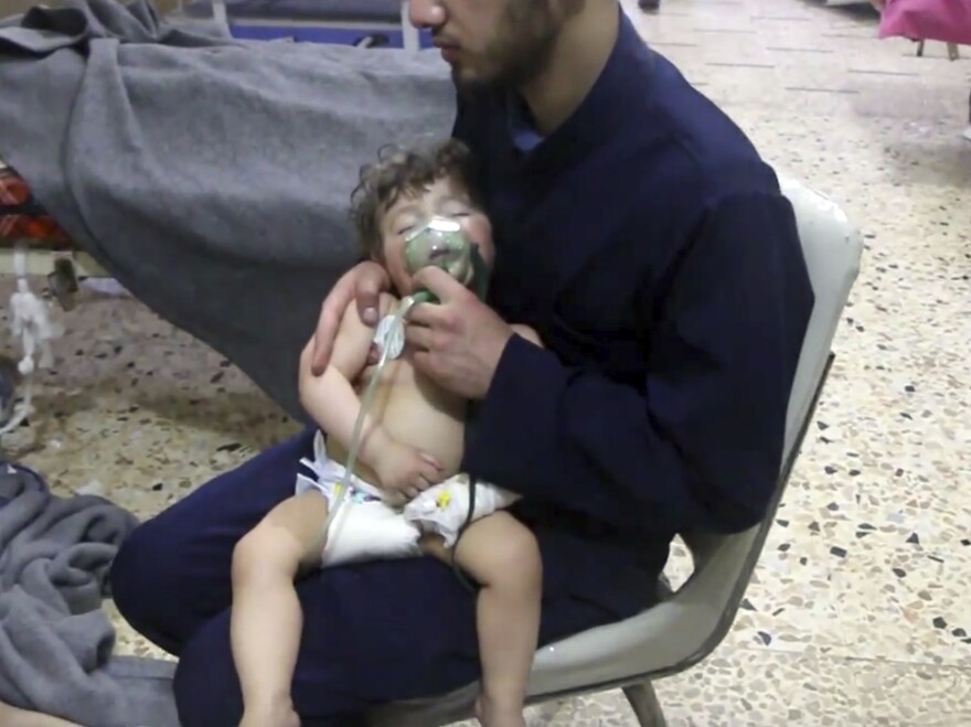 A chemical attack by the Syrian government on citizens in onetime rebel stronghold Douma reportedly killed dozens, including women and children, and injured others. This image made from video released by the Syrian Civil Defense has been authenticated based on its contents and other AP reporting.