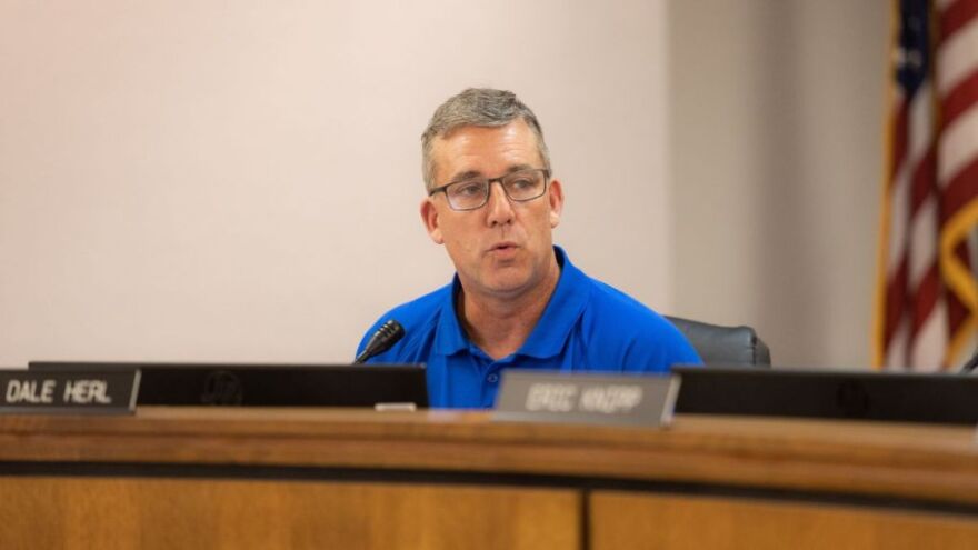 Superintendent Dale Herl participates in a meeting of the Independence school board. Herl has announced he would retire as superintendent and transition to a financial analyst role for one year starting July 1.