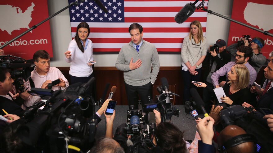 Marco Rubio after a campaign town hall event in Manchester, N.H., earlier this week.