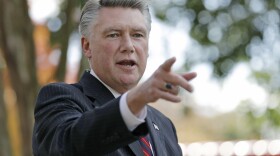 In this Nov. 7, 2018, file photo, Mark Harris speaks to the media during a news conference in Matthews, N.C. 
