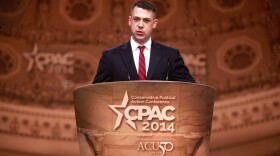 Then-State Sen. Jim Banks speaking at the 2014 Conservative Political Action Conference (CPAC) in National Harbor, Maryland.