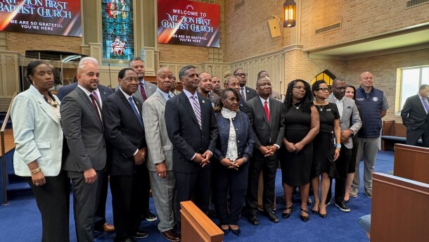 Louisiana Democratic lawmakers hold a joint press conference in opposition to the US House races being suspended.