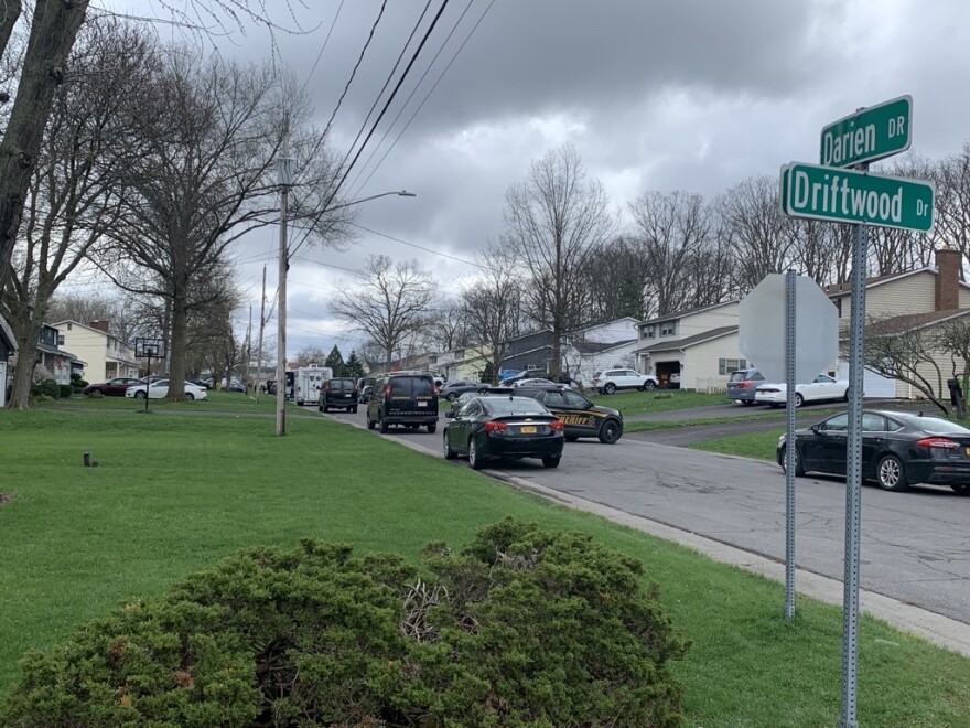 Heavy law enforcement presence remains on the scene on Darien Dr. in Salina the morning of Apr. 15, 2024.