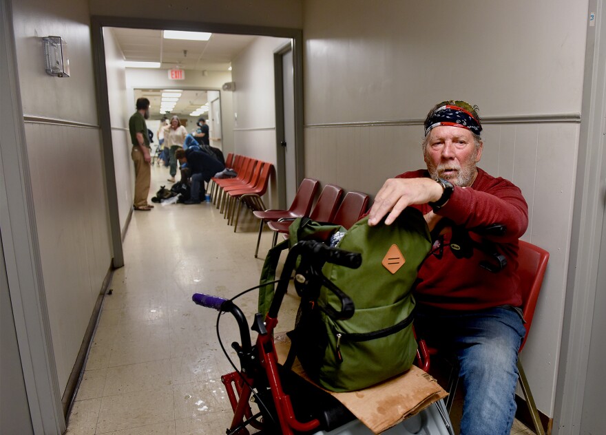 Robert Schucart(CQ) waits for a room on Monday, April 1, 2024 at Room at the Inn in Columbia. Schucart has been staying at Room at the Inn since December when he got out of the hospital.