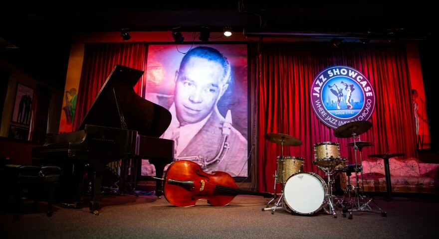 The stage inside Chicago's Jazz Showcase.
