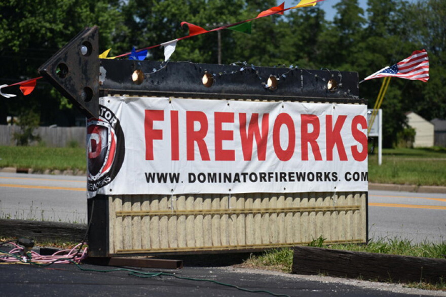 The sign outside a seasonal fireworks stand in northern Indiana.