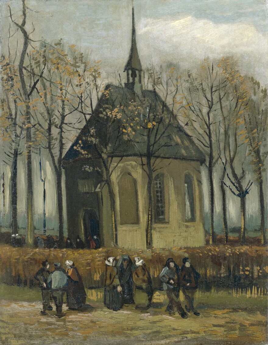 Van Gogh's <em>Congregation Leaving the Reformed Church in Nuenen</em>, 1884-1885, was one of two paintings recovered by Italian anti-mafia police, the Van Gogh Museum announced Friday.