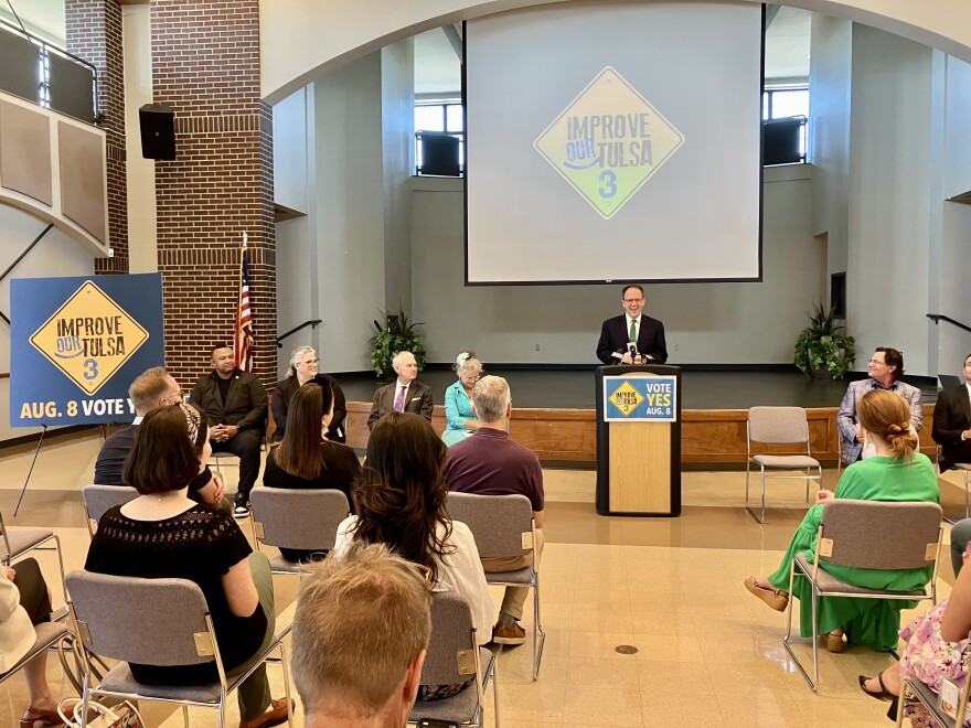 Mayor G.T. Bynum speaks at a press conference on Thursday, August 3, 2023