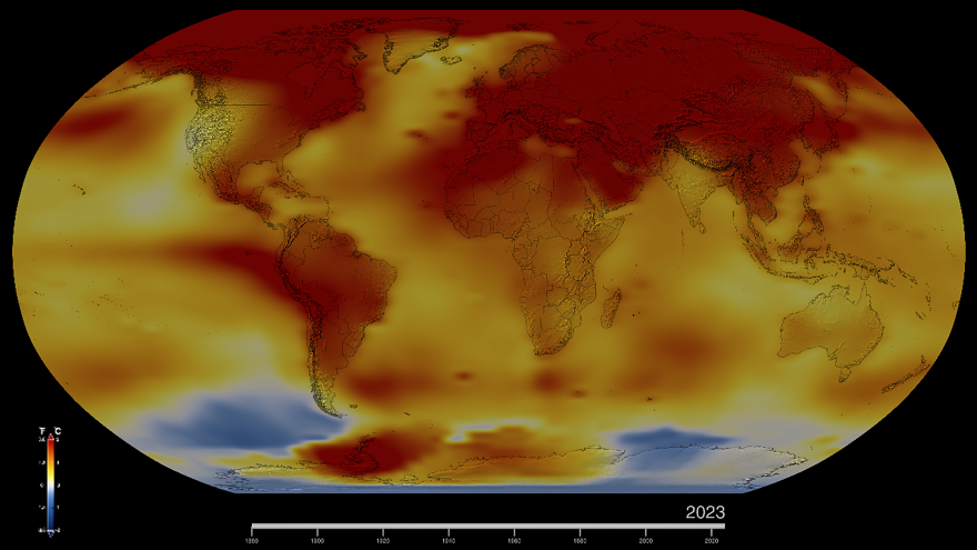 A map visualizing 2023 temperature data