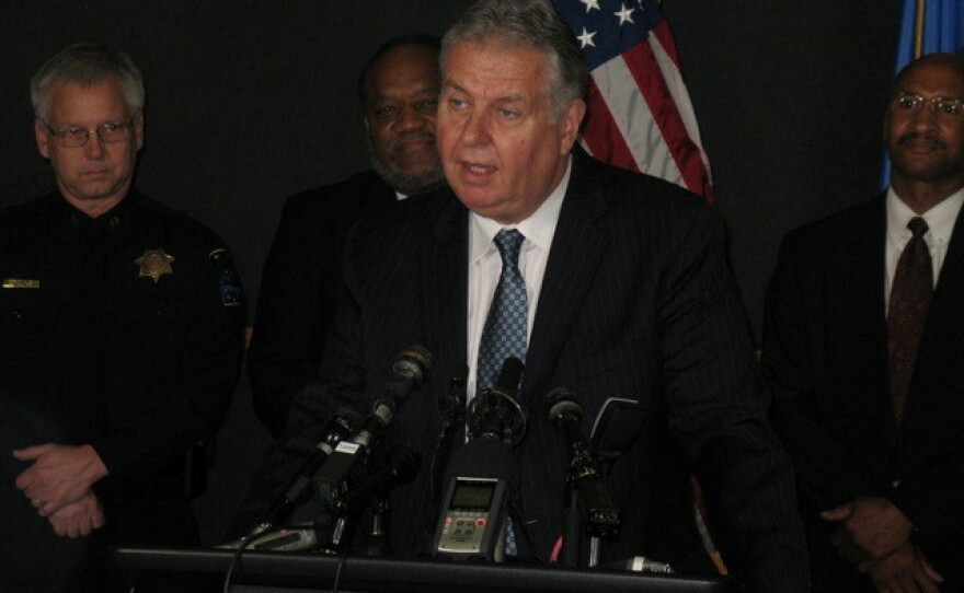 Police Chief Jordan talks to reporters