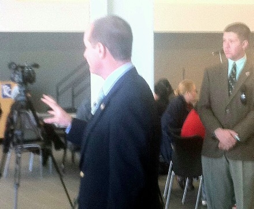 Congressman Sullivan talks with reporters