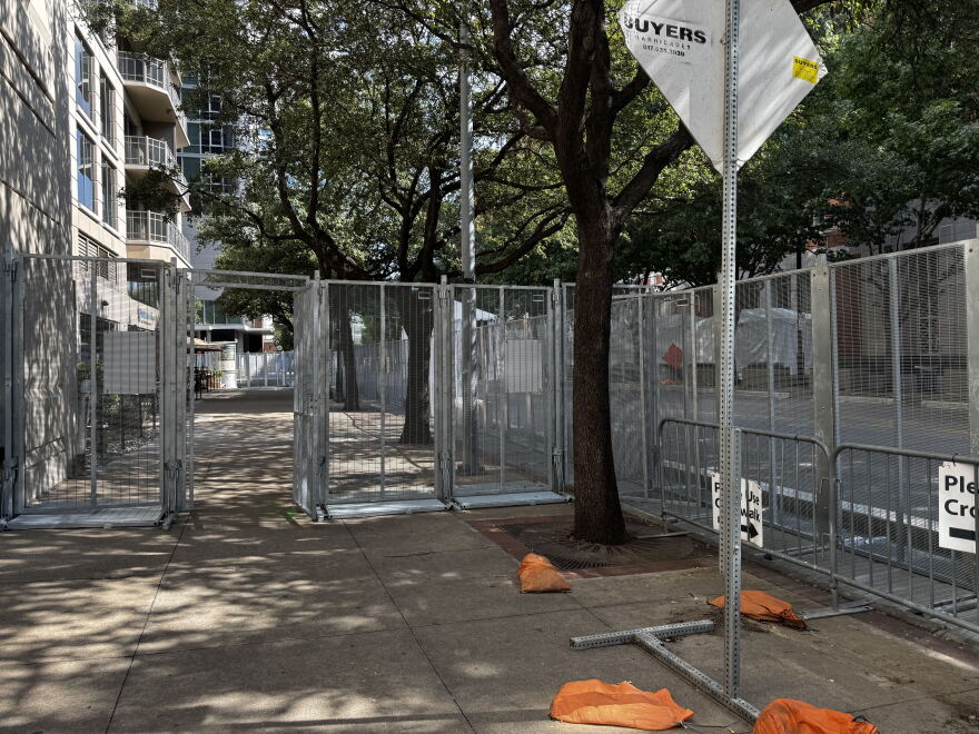 Tall steel fences have been set up around the American Airlines Center ahead of the Republican midterm convention.