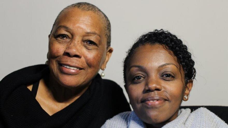 Sarah Churchill and her daughter Yomi Wrong<strong> </strong>at their StoryCorps interview in San Francisco.